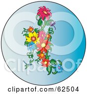 Colorful Daisies In A Blue Circle
