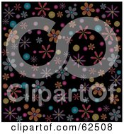 Royalty Free RF Clipart Illustration Of A Flower Power Background On Black