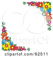 Poster, Art Print Of White Background Bordered In Colorful Flowers - Version 3