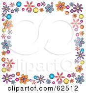 Poster, Art Print Of White Background Bordered In Colorful Flowers - Version 2