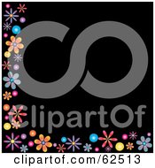 Poster, Art Print Of Black Background Bordered In Colorful Flowers