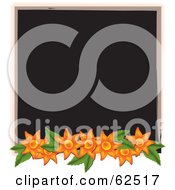 Royalty Free RF Clipart Illustration Of A Blank Black Sign Bordered With Orange Flowers