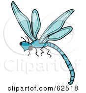 Poster, Art Print Of Flying Blue Dragonfly - Version 1