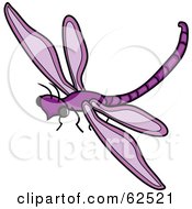 Royalty Free RF Clipart Illustration Of A Flying Purple Dragonfly Version 2 by Pams Clipart