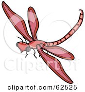 Royalty Free RF Clipart Illustration Of A Flying Red Dragonfly Version 2 by Pams Clipart