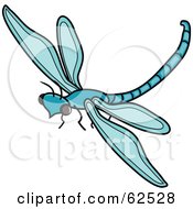 Poster, Art Print Of Flying Blue Dragonfly - Version 2