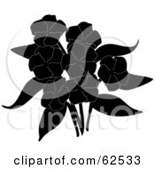 Poster, Art Print Of Bouquet Of Black Silhouette Phlox Flowers