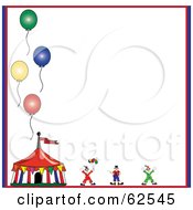 Circus Clown And Tent With Balloons On A White Background