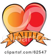 Poster, Art Print Of Red And Orange Heart With A Faith Banner