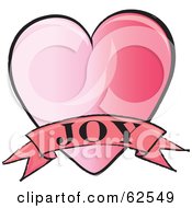 Royalty Free RF Clipart Illustration Of A Pink Heart With A Joy Banner by Pams Clipart