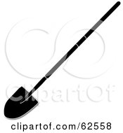 Royalty Free RF Clipart Illustration Of A Black Silhouetted Garden Shovel Tool by Pams Clipart