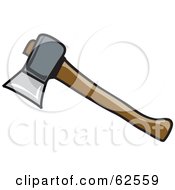 Royalty Free RF Clipart Illustration Of A Wood Handled Hatchet by Pams Clipart
