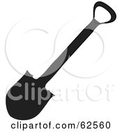 Royalty Free RF Clipart Illustration Of A Black And White Shovel Silhouette by Pams Clipart