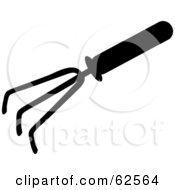 Royalty Free RF Clipart Illustration Of A Silhouetted Black Claw Digger Tool by Pams Clipart