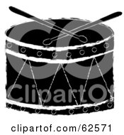 Royalty Free RF Clipart Illustration Of A Black And White Drum And Drumsticks