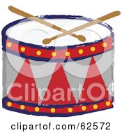Poster, Art Print Of Red And Gray Drum And Drumsticks