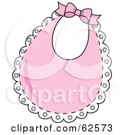 Royalty Free RF Clipart Illustration Of A Lacy Pink Baby Bib With A Bow