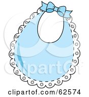 Royalty Free RF Clipart Illustration Of A Lacy Blue Baby Bib With A Bow
