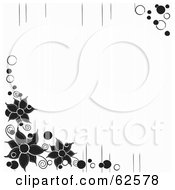 Poster, Art Print Of White Background With Black Flower Corners And Lines