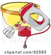 Electric Mixer By A Bowl And Measuring Cup