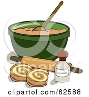 Cinnamon Rolls By A Bowl Of Dough