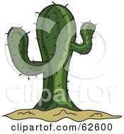 Royalty Free RF Clipart Illustration Of A Prickly Green Cactus In Sand by Pams Clipart
