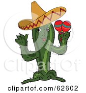 Royalty Free RF Clipart Illustration Of A Mexican Cactus Playing Maracas