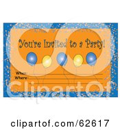 Royalty Free RF Clipart Illustration Of An Orange Youre Invited To A Party Invitation With Balloons And Confetti by Pams Clipart