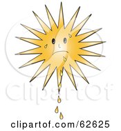 Royalty Free RF Clipart Illustration Of A Hot Summer Sun Dripping Sweat by Pams Clipart