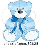 Cute Blue Teddy Bear With A Neck Bow