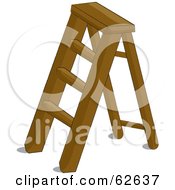 Royalty Free RF Clipart Illustration Of A Short Four Step Wooden Ladder