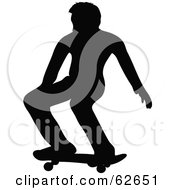 Royalty Free RF Clipart Illustration Of A Black And White Skater Man Silhouette