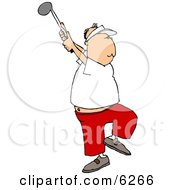 Middle Aged Man Golfing Clipart Picture