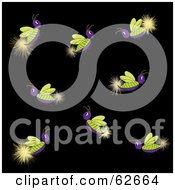Poster, Art Print Of Group Of Glowing Purple And Green Lightning Bugs