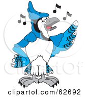 Poster, Art Print Of Blue Jay Character School Mascot Singing