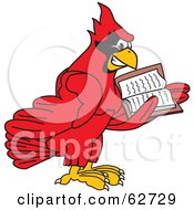 Poster, Art Print Of Red Cardinal Character School Mascot Reading