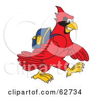 Poster, Art Print Of Red Cardinal Character School Mascot Walking To School