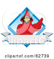 Red Cardinal Character School Mascot Blue Diamond Banner Logo