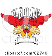 Poster, Art Print Of Red Cardinals Character School Mascot Logo