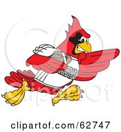 Red Cardinal Character School Mascot Playing Football