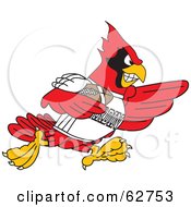 Red Cardinal Character School Mascot Playing American Football