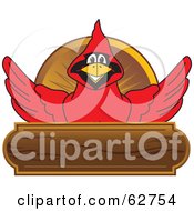 Poster, Art Print Of Red Cardinal Character School Mascot Wood Plaque Logo