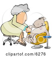 Female Dog Groomer Giving A Pampered Pooch A Pedicure Clipart Picture