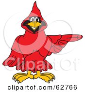 Poster, Art Print Of Red Cardinal Character School Mascot Pointing Right