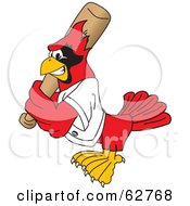 Red Cardinal Character School Mascot Batting