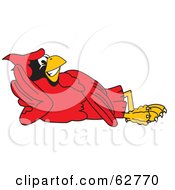 Red Cardinal Character School Mascot Reclined