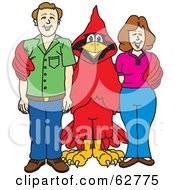 Red Cardinal Character School Mascot With Teachers Or Parents