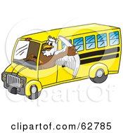 Griffin Character School Mascot Driving A Bus