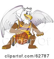 Poster, Art Print Of Griffin Character School Mascot Playing Basketball