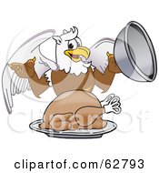 Poster, Art Print Of Griffin Character School Mascot Serving A Thanksgiving Turkey